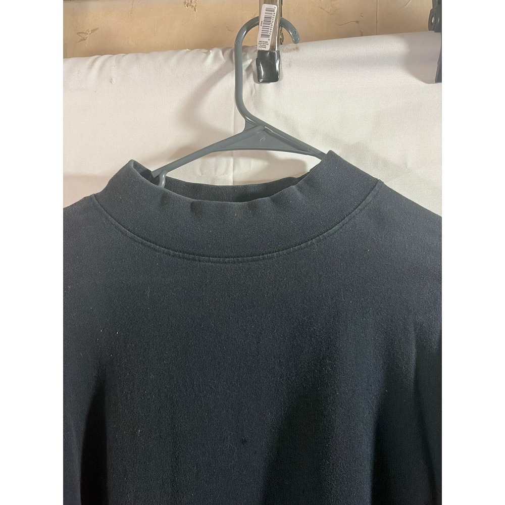 Vintage Cal Cru Mock Neck Long Sleeve Shirt Mens XL Black Excellent Made in USA - Picture 3 of 6